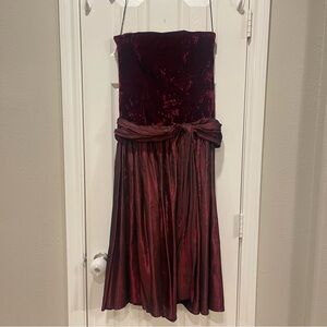 Vtg Patty O’Neal Dress Women’s Sz 8 Strapless Wine Velvet Iridescent Vamp Goth